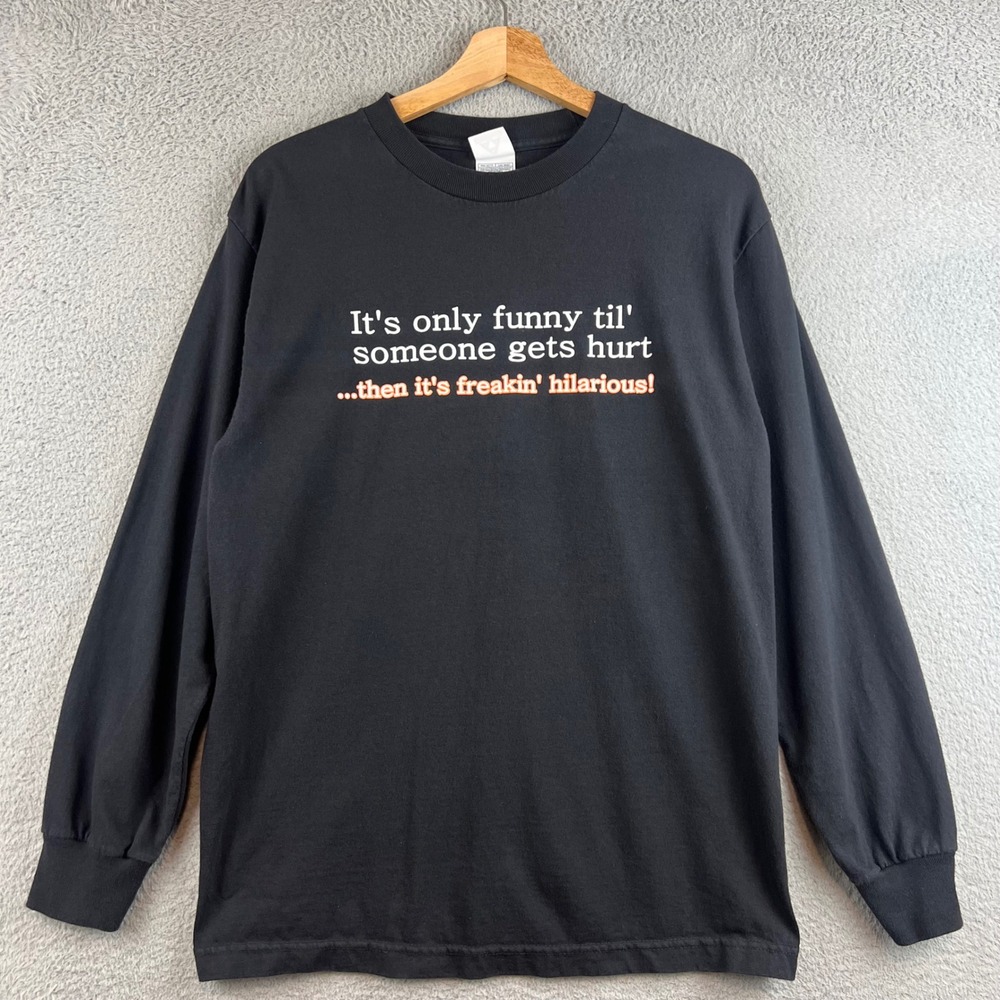 AAA Alstyle Mens Funny Graphic Long Sleeve T-Shirt Black Size M Humorous Quote